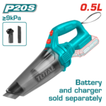 مكنسة كهربائية لاسلكية 0.5 لتر - بدون بطارية و شاحن من توتال (TVLI201261)