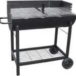 شواية فحم حديد نصف برميل مع شبك شواء قابل للتعديل