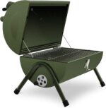 ⁦شواية فحم محمولة صغيرة قابلة للطي – تصميم أسطواني للشواء في الهواء الطلق باللون الأخضر⁩ - الصورة ⁦3⁩