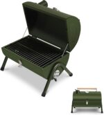 ⁦شواية فحم محمولة صغيرة قابلة للطي – تصميم أسطواني للشواء في الهواء الطلق باللون الأخضر⁩ - الصورة ⁦2⁩