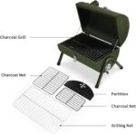 ⁦شواية فحم محمولة صغيرة قابلة للطي – تصميم أسطواني للشواء في الهواء الطلق باللون الأخضر⁩ - الصورة ⁦4⁩