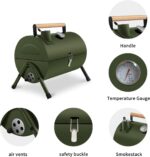 ⁦شواية فحم محمولة صغيرة قابلة للطي – تصميم أسطواني للشواء في الهواء الطلق باللون الأخضر⁩ - الصورة ⁦5⁩