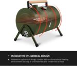 ⁦شواية فحم محمولة صغيرة قابلة للطي – تصميم أسطواني للشواء في الهواء الطلق باللون الأخضر⁩ - الصورة ⁦6⁩