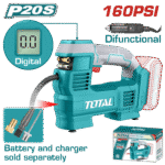 TOTAL Cordless Auto Air Compressor 20V | 160 PSI - Without Battery & Charger (TACLI2012)