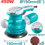 TOTAL Electric Rotary Sander with Variable Speed 450W - 150mm | 6" (TF2061506)