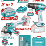 طقم أدوات شحن قطعتين – درل 96 نيوتن.متر وصاروخ 20 فولت من توتال (TOSLI241298)