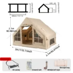 Inflatable Camping Tent for 5-6 Persons – Heavy-Duty Outdoor Camping Shelter - dimensions