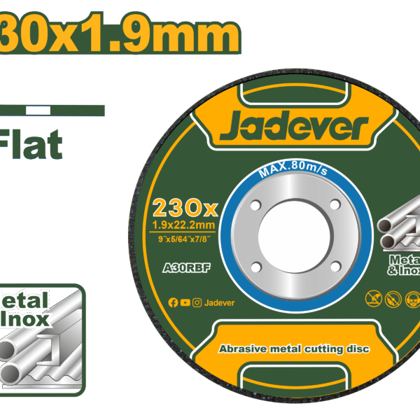 JADEVER Abrasive Metal Cutting Disc 230x1.9mm – Flat Center (JDAC1391)