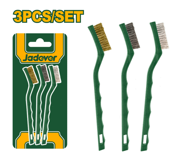 JADEVER 3pcs Abrasive Brush Set – 7" Mini Nylon, Brass & Wire Cleaning Brushes (JDBH3607)