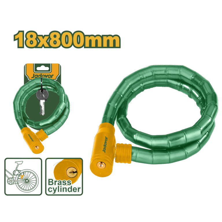 قفل دراجة هوائية كابل 18×800 ملم – مع أسطوانة نحاس ومفتاحين من جادايفر (JDBK5108)