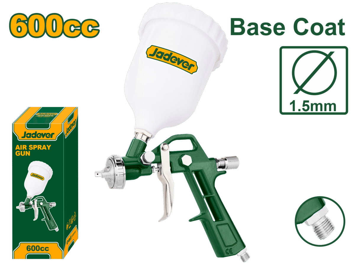 JADEVER Air Spray Gun 600cc – 1.5mm Nozzle, For Base Coat, 3–4 Bar Pressure (JDGA1504)