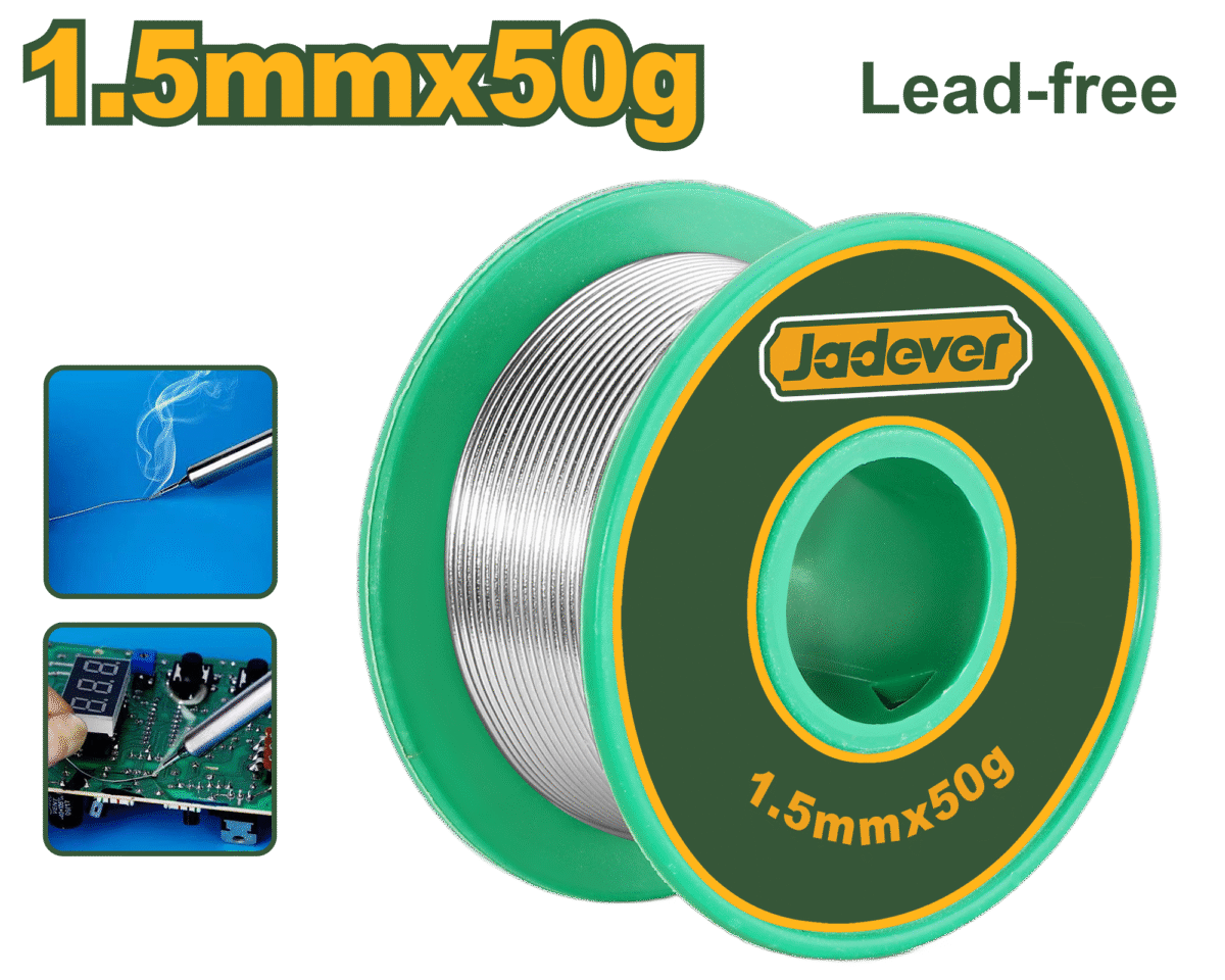 JADEVER Lead-Free Solder Wire 1.5mm | 50g – 99.3% Tin, 0.7% Copper (JDHXS1315)