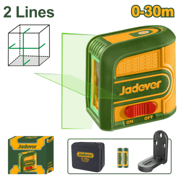 JADEVER Self-Leveling Line Laser – Green, 30m Range, Cross Line with Magnetic Bracket (JDLE2M03)