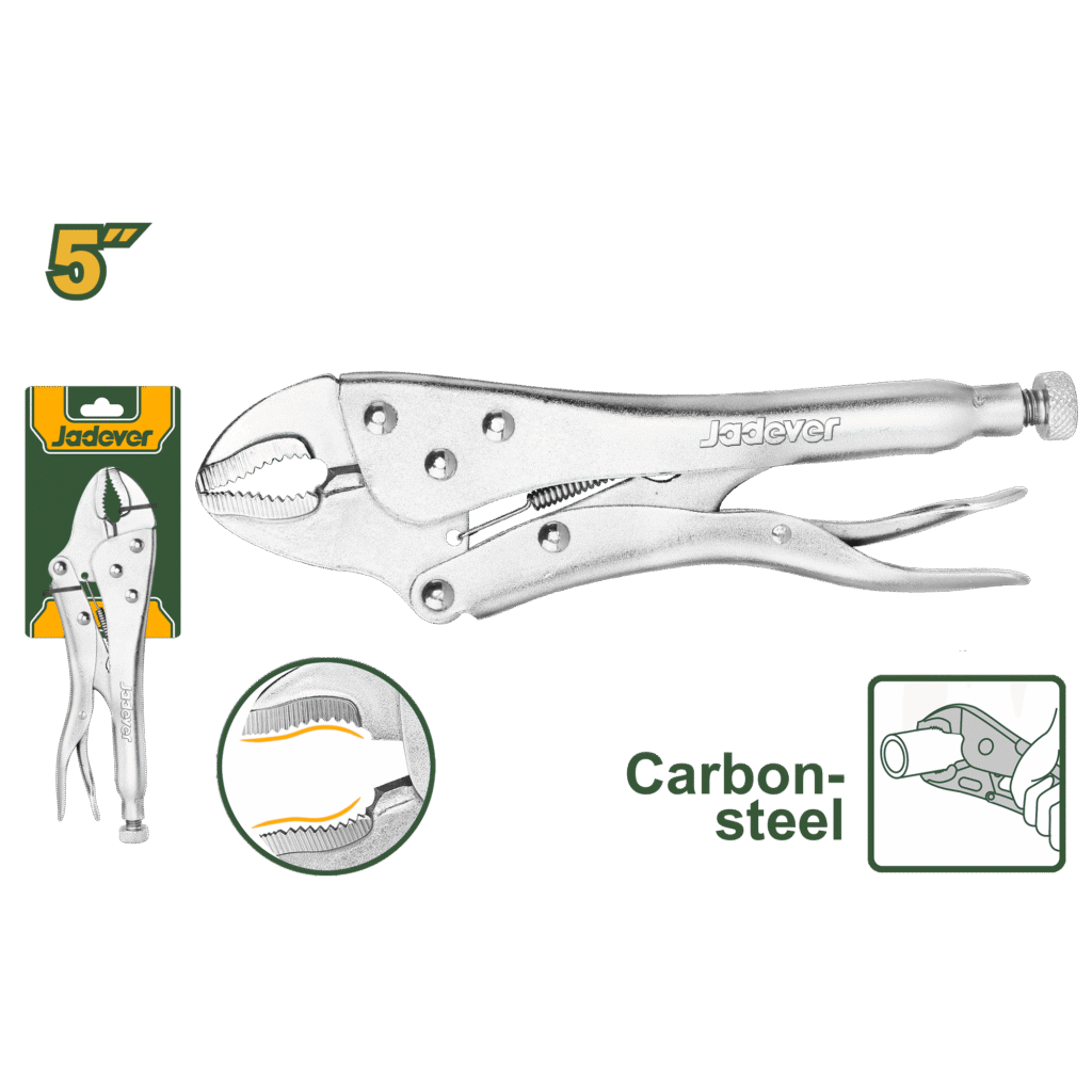 JADEVER Curved Jaw Locking Plier 5" – Carbon Steel, 0–25mm Opening (JDLP1105)