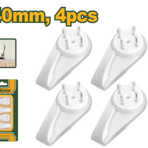 JADEVER Hardwall Picture Hangers – 40mm, 4 Pcs, Heavy-Duty ABS Hooks (JDPHK1K02)