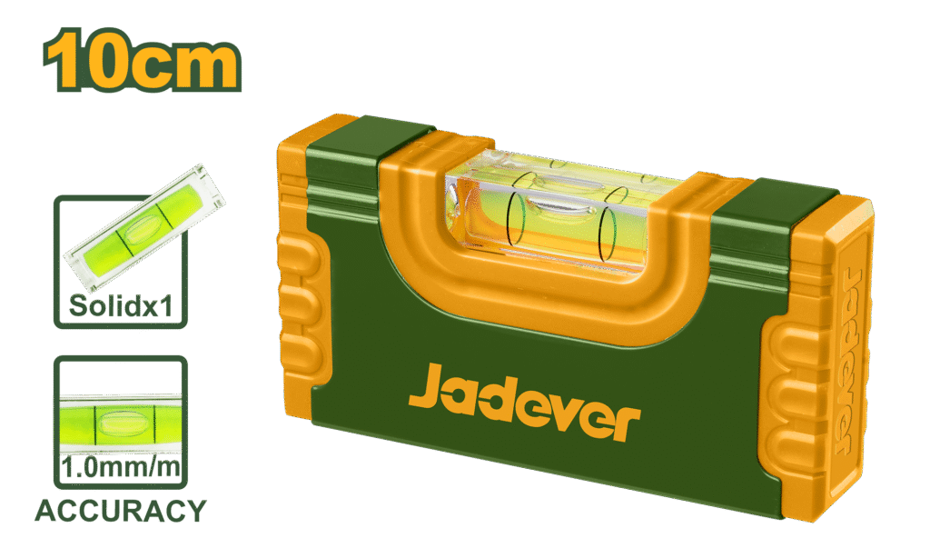 JADEVER Hand Level 10cm – Shockproof Vial, Acrylic Body, with End Caps (JDSL0G10)