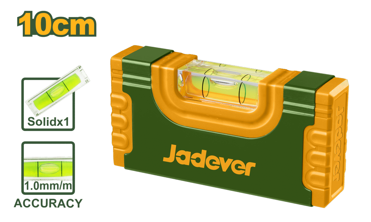 JADEVER Hand Level 10cm – Shockproof Vial, Acrylic Body, with End Caps (JDSL0G10)