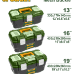 JADEVER 3PCs Plastic Tool Box Set – 13", 16", 19" with Tray & Metal Buckle (JDTB4103)