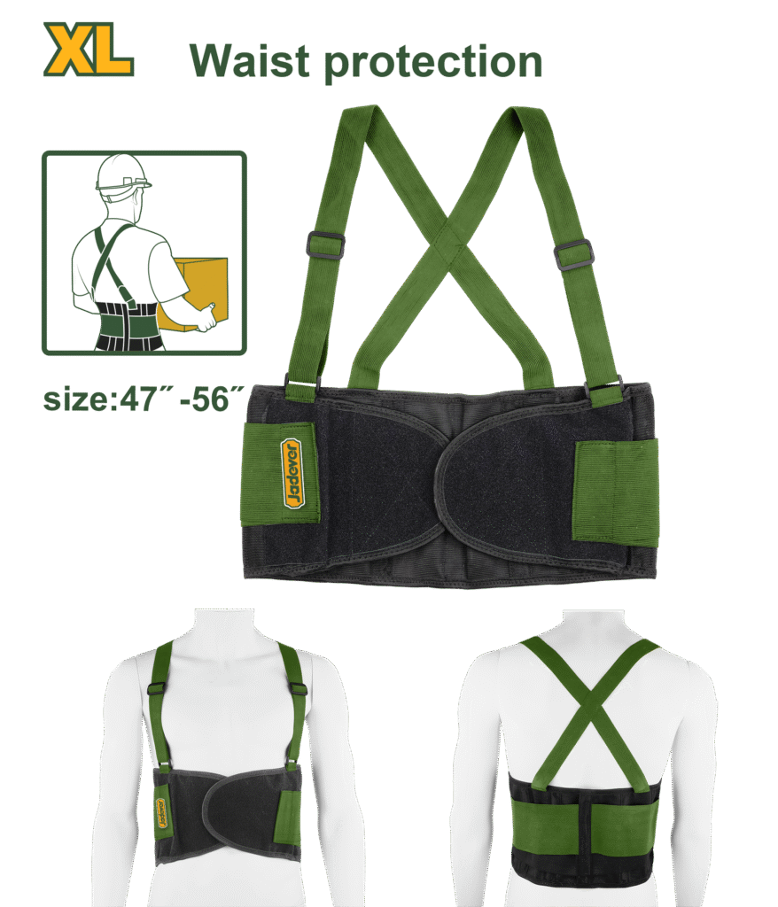 JADEVER Back Support Belt – Size XL (47"-56"), Adjustable Suspenders, Lumbar Protection (JDTG901XL)