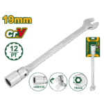 jADEVER 19mm Open-End Swivel Head Socket Spanner Wrench – Flexible Head, Chrome Plated (JDTH1E19)