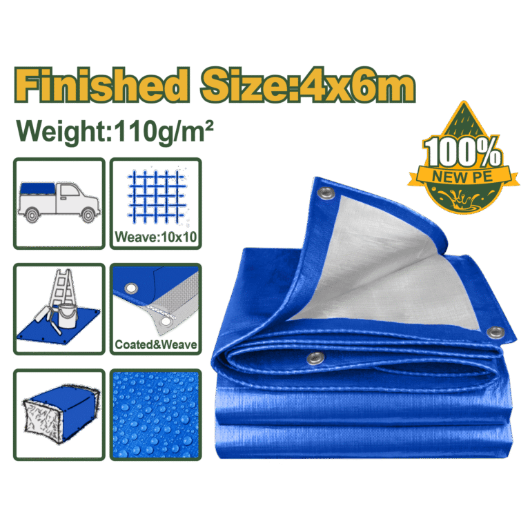 JADEVER Polyethylene Tarp 4×6m – Waterproof, UV-Resistant, Heavy-Duty 110g/m² (JDTQ1846)