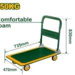 JADEVER Foldable Platform Hand Truck – 150kg Capacity, Steel Frame, 100mm Wheels (JDWB1315)