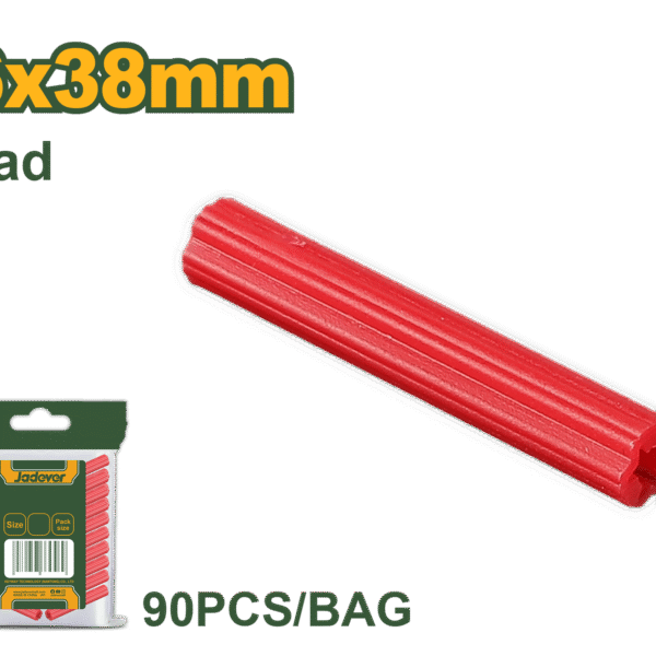 JADEVER Extruded Plastic Wall Anchors – 6×38mm (15/64"×1-1/2"), Red, 90 Pcs PE Anchors (JDXTA922)