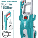 TOTAL High Pressure Washer 2000W – 160Bar, Auto Stop, with Spray Gun, Hose & Soap Bottle (TGT11376)