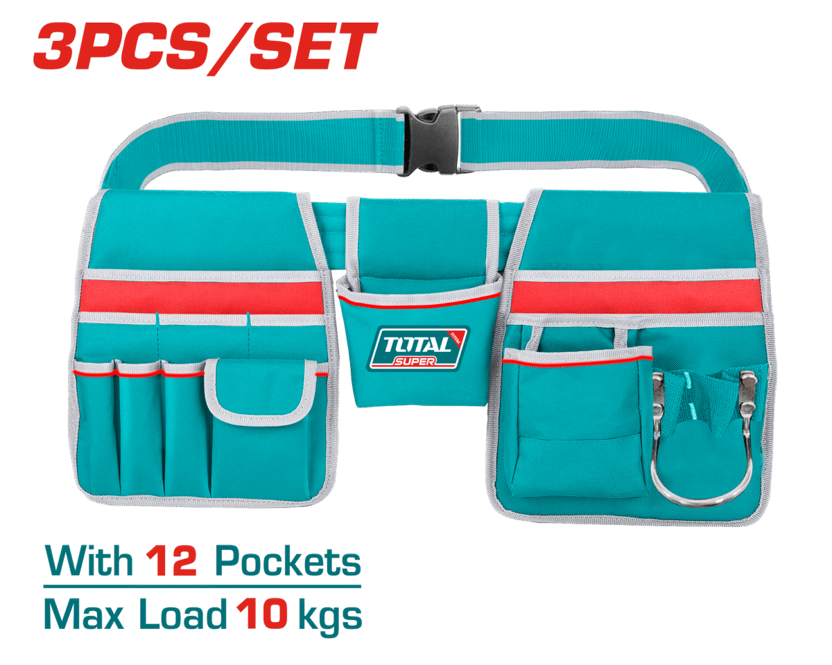 حرجاية عدة قوية مع حزام قابل للتعديل – 12 جيب وحامل مطرقة، قماش 1680D من توتال (THT16P20325)