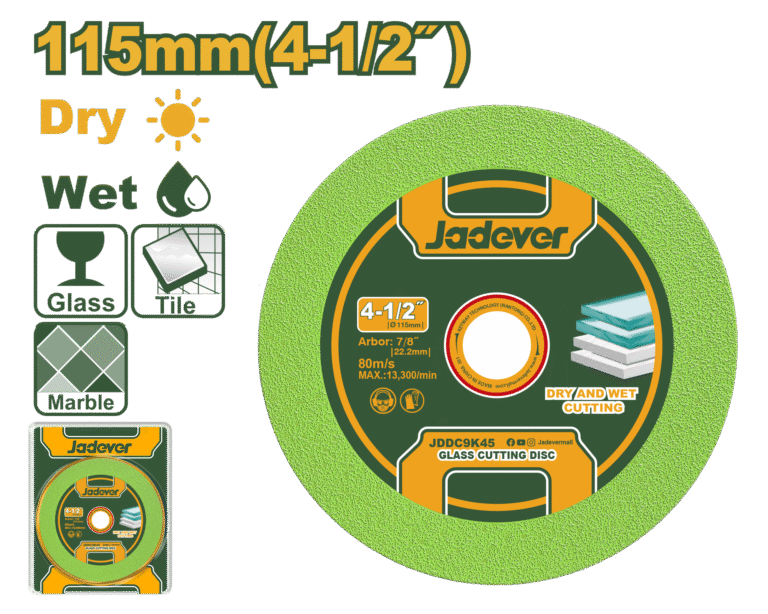 JADEVER Glass Cutting Disc – 115mm Diameter, 22.2mm Arbor, Dry Cut, Multi-Material Use (JDDC9K45)