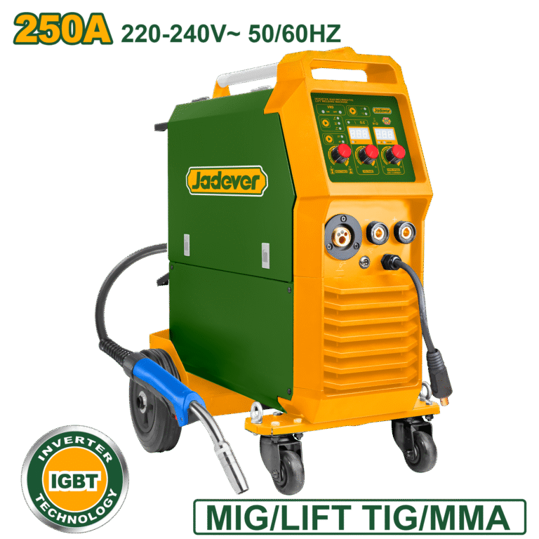 JADEVER Inverter MIG/MMA/Lift TIG Welding Machine – 250A, Multi-Process, Built-In Wire Feeder (JDGTMWA25)