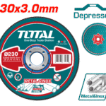 TOTAL Abrasive Metal Cutting Disc – 230mm x 3.0mm x 22.2mm, Depressed Centre, for Metal & Inox (TAC2212301HA)