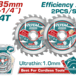 TOTAL Ultra-Thin TCT Saw Blade 2Pcs Set 185mm – 24 Teeth for Lithium-Ion Circular Saw (TAC2331853)