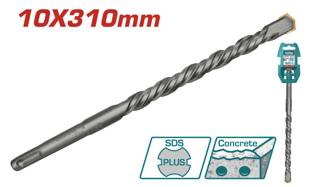 TOTAL SDS Plus Hammer Drill Bit 10x310mm – For Concrete & Masonry (TAC311005)