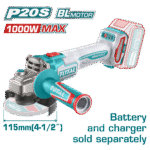 صاروخ شحن 20 فولت بدون فحمات – 3 سرعات، 115مم، بدون بطارية و شاحن من توتال (TAGLI27153)