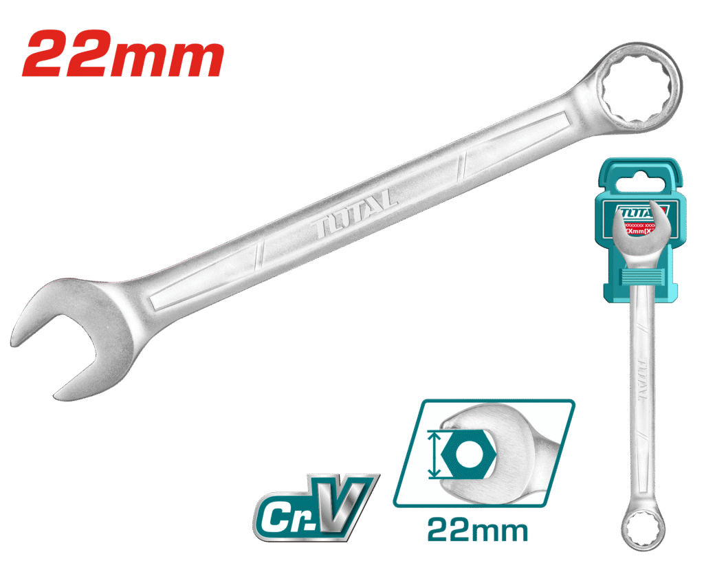 TOTAL 22mm Combination Spanner – Cr-V Steel, Chrome Plated (TCSPA221)