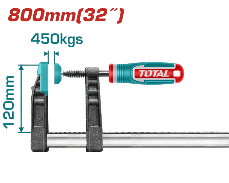 TOTAL F-Clamp with Plastic Handle 800mm / 32" – Heavy-Duty 450KG Clamping Force (THT1321204)