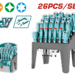 TOTAL 26 Pcs Screwdriver Set – CR-V Steel, Slotted, Phillips & Precision, With Plastic Frame (THT250626)
