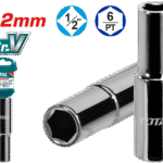 بكس طويل سداسي 12مم – 1/2 إنش، فولاذ 50BV30، مطلي نيكل أسود من توتال (THTST12123L)