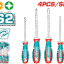 TOTAL 4 Pcs Screwdriver Set – S2 Steel, Magnetic Tips, SL & PH, Ergonomic Handle (TKSDS0426)