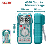 ملتيميتر رقمي 600 فولت DC/AC – شاشة TRMS بعداد 4000، كشف جهد بدون تلامس وكشاف من توتال (TMT536002)