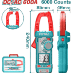 TOTAL DC/AC Clamp Meter 600A – TRMS 6000 Counts with Temperature, Inrush, and Frequency Measurement (TMT766002)
