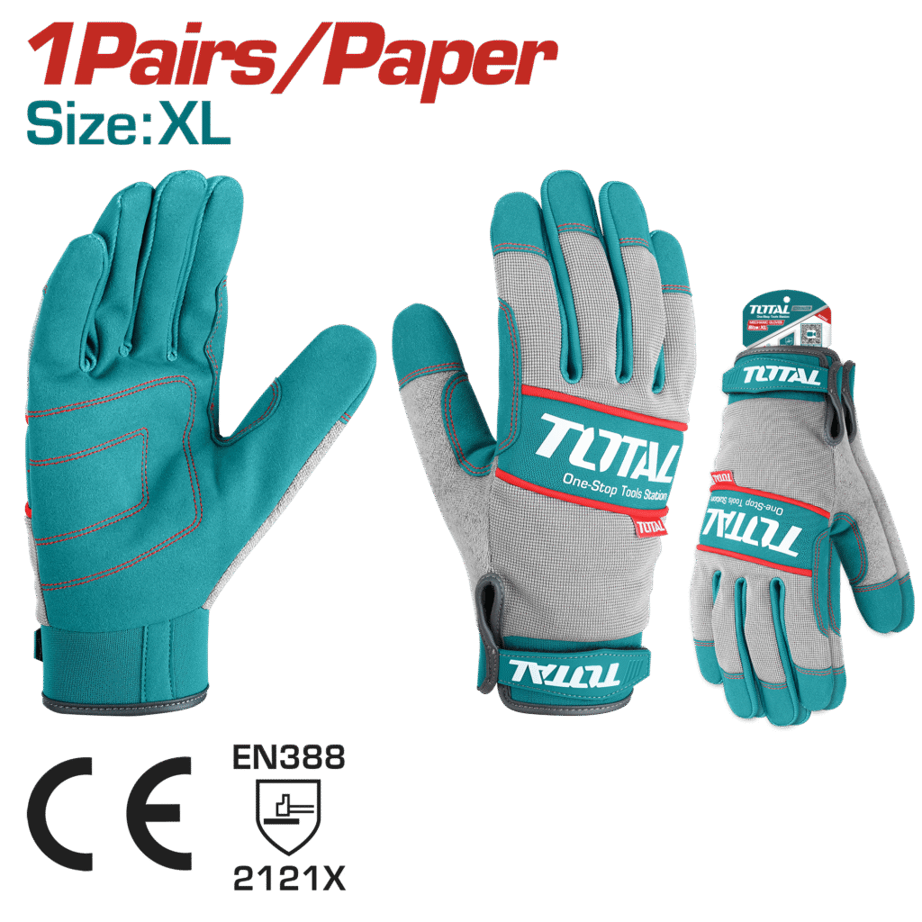 TOTAL Mechanic Gloves XL – Microfiber Palm, Padded for Comfort, Heavy-Duty Design (TSP1808-XL)