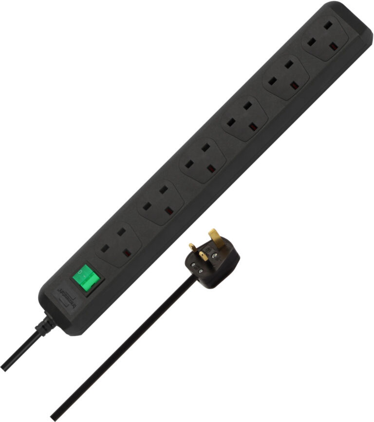 Brennenstuhl Eco-Line 6-Way Extension Lead with Switch – 1.5m Cable – Black