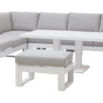 Maze | طقم جلوس زاوية ألمنيوم كبير – مع طاولة قابلة للرفع ومقاعد للقدمين