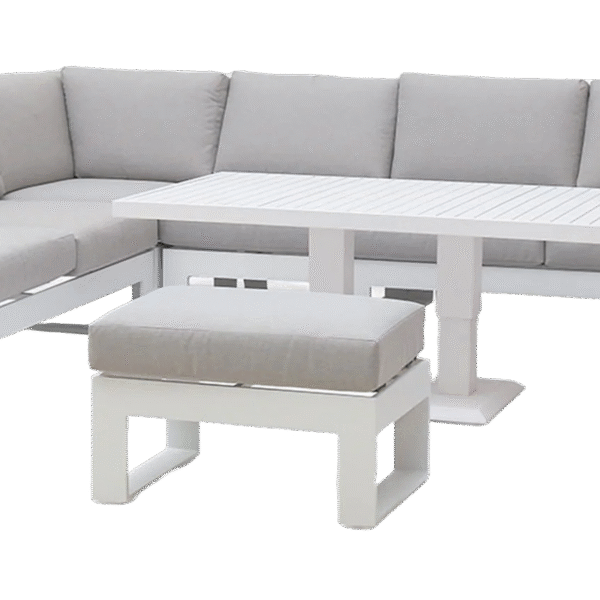 Maze Amalfi Large Aluminium Corner Dining Set with Rising Table & Footstools – Grey or White
