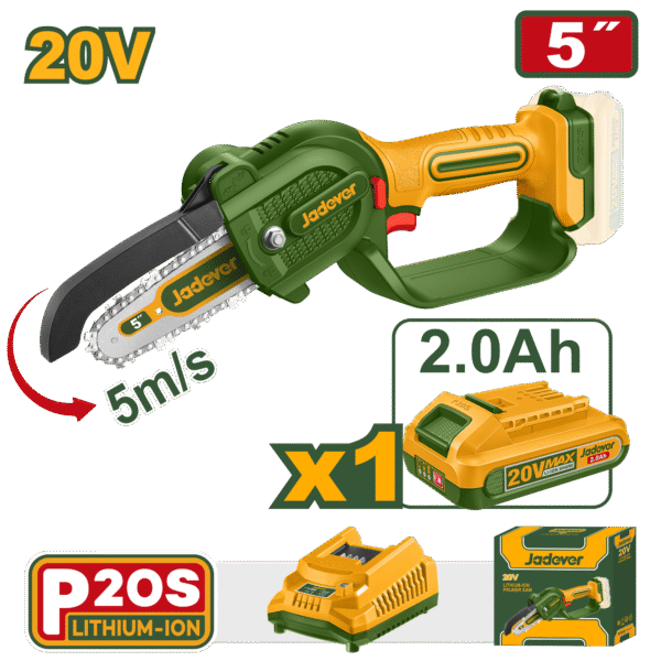 JADEVER Cordless Pruner Saw 20V with 5" Bar (JDCLP556)