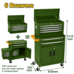 خزانة أدوات معدنية بـ 6 أدراج مع قاعدة بعجلات من جادايفر (JDCS4A08)
