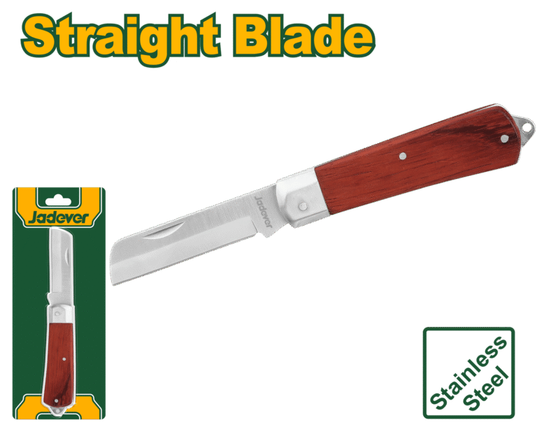 JADEVER Cable Stripping Knife with Wooden Handle – 210mm Straight Head (JDCSK3601)