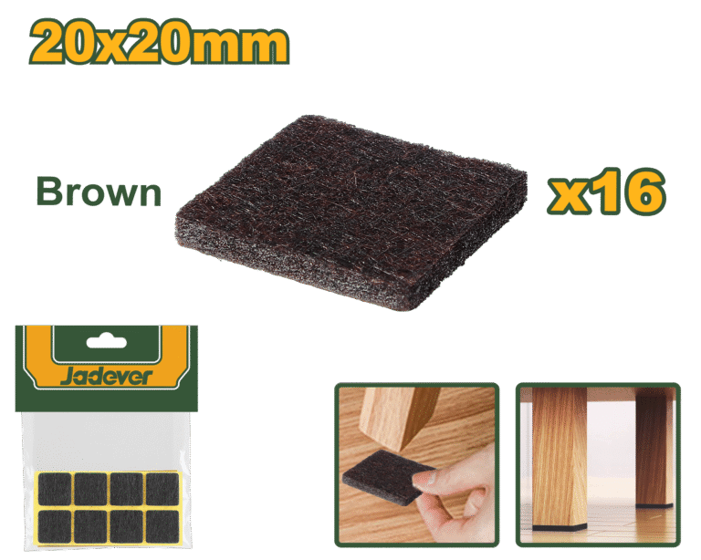JADEVER 16pcs Self-Adhesive Pads – 20x20mm, 3mm Thick, Brown (JDPAS2111)